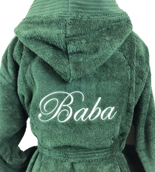 Classic badjas met kap – geborduurd